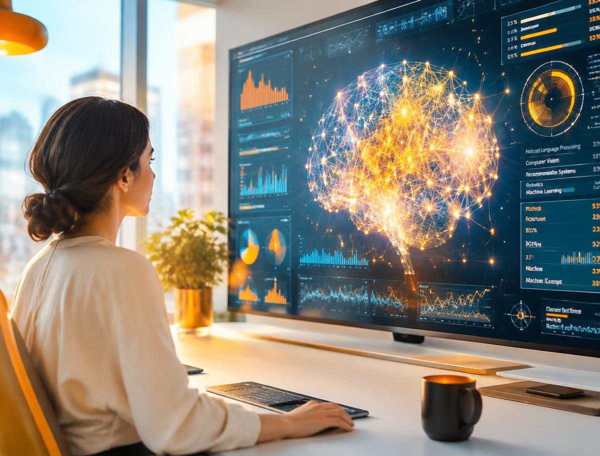 Analyst working with AI visualization